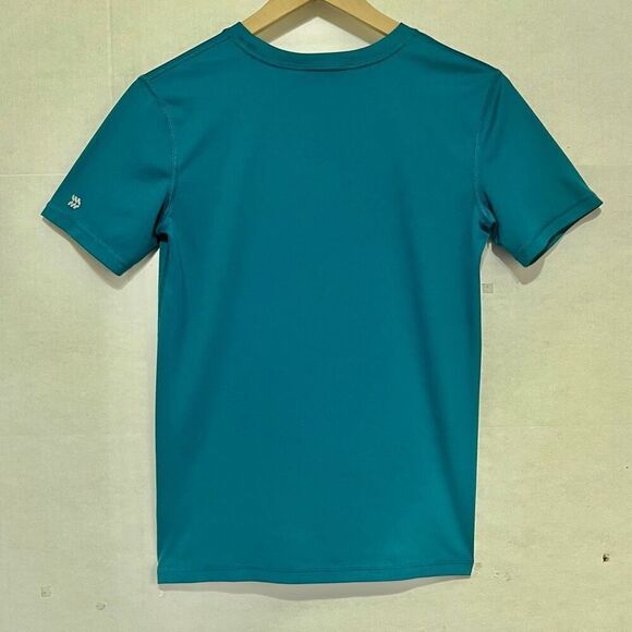 All In Motion Boys Top Teal Colored With Basketball Terms Sz L (12/14) - Picture 2 of 3